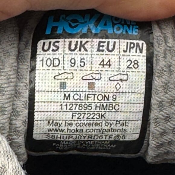 Hoka One One Clifton 9 Grey Mens Size 10D Lightweight Running Shoes - Picture 10 of 12